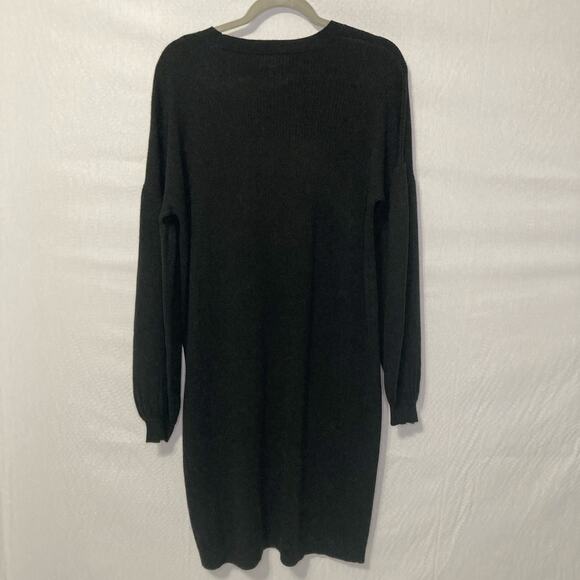 The Drop Black Balloon-Sleeve Sweater Dress Size L Knit Cozy Chic - Picture 2 of 6